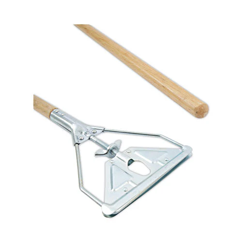 Screw Clamp Metal Head Wooden Mop Handle, #20+, 1.13" Dia X 62", Natural - Image 2