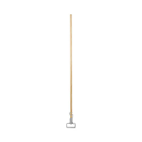 Spring Grip Metal Head Mop Handle For Most Mop Heads, Wood, 60", Natural - Image 1
