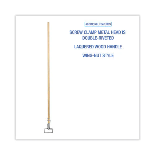 Spring Grip Metal Head Mop Handle For Most Mop Heads, Wood, 60", Natural - Image 3