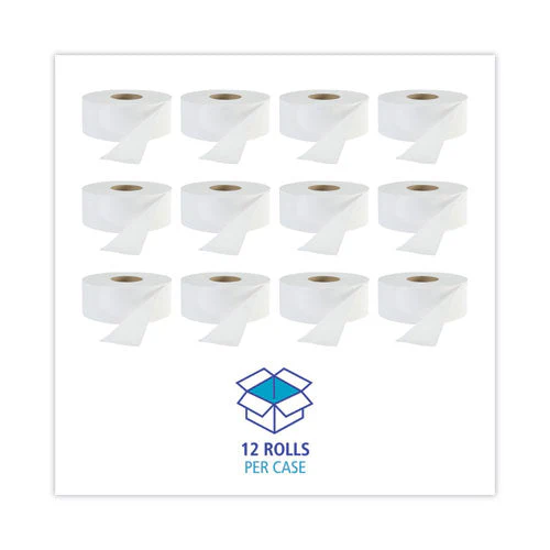 Jrt Jr. Bath Tissue, Jumbo, Septic Safe, 1-ply, White, 3.3" X 2,000 Ft, 12/carton - Image 2