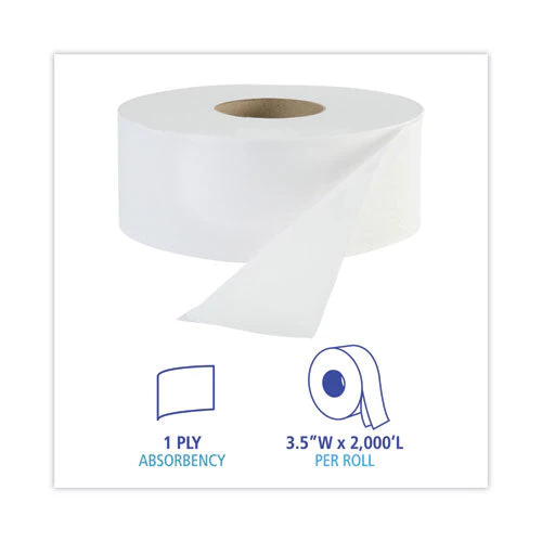 Jrt Jr. Bath Tissue, Jumbo, Septic Safe, 1-ply, White, 3.3" X 2,000 Ft, 12/carton - Image 3