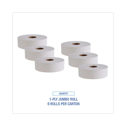 Jrt Bath Tissue, Jumbo, Septic Safe, 1-ply, White, 3.5" X 4,000 Ft, 6/carton - Image 3