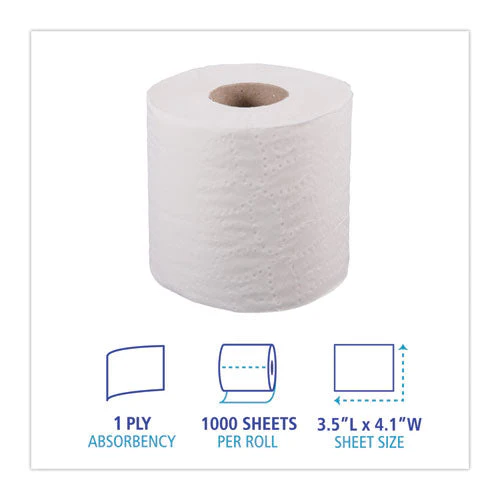 1-ply Toilet Tissue, Septic Safe, White, 1,000 Sheets, 96 Rolls/carton - Image 3