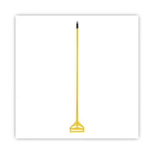 Quick Change Side-latch Plastic Mop Head Handle, 60" Aluminum Handle, Yellow - Image 1