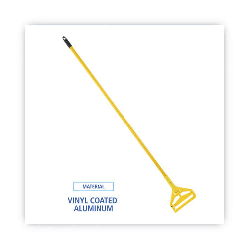 Quick Change Side-latch Plastic Mop Head Handle, 60" Aluminum Handle, Yellow - Image 2