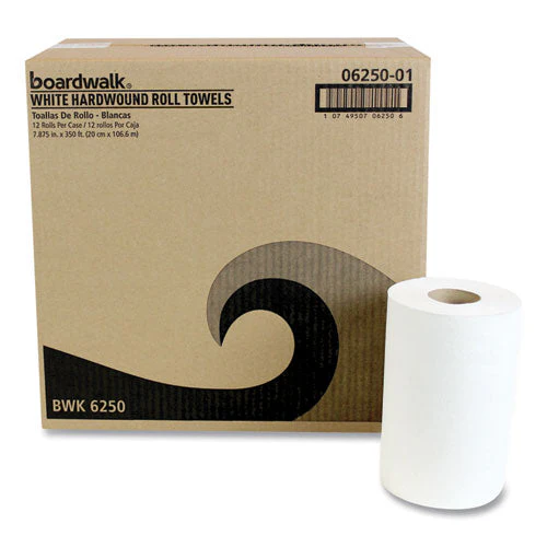 Hardwound Paper Towels, Nonperforated, 1-ply, 8" X 350 Ft, White, 12 Rolls/carton - Image 2