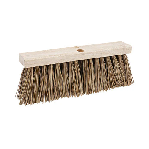 Street Broom Head, 6.25" Brown Palmyra Fiber Bristles, 16" Brush - Image 1