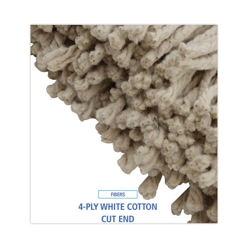Cut-end Lie-flat Wet Mop Head, Cotton, 16oz, White, 12/carton - Image 3