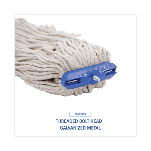 Cut-end Lie-flat Wet Mop Head, Cotton, 16oz, White - Image 3