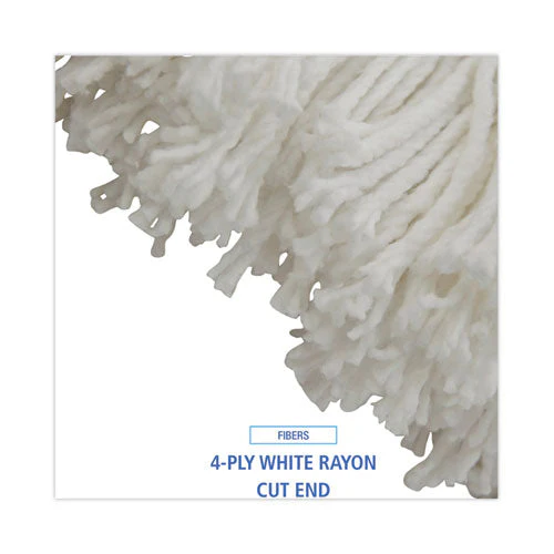 Cut-end Lie-flat Wet Mop Head, Rayon, 16oz, White - Image 2