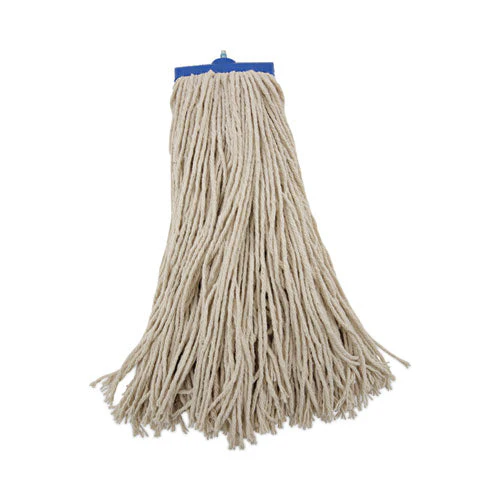 Mop Head, Economical Lie-flat Head, Cotton Fiber, 20 Oz, White, 12/carton - Image 1