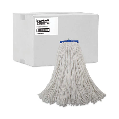Mop Head, Economical Lie-flat Head, Rayon Fiber, 20oz, White, 12/carton - Image 3
