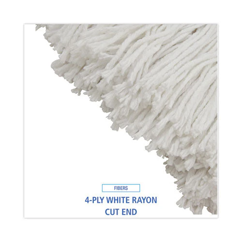 Cut-end Lie-flat Wet Mop Head, Rayon, 24oz, White, 12/carton - Image 3