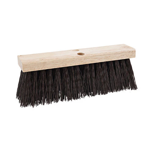 Street Broom Head, 6.25" Brown Polypropylene Bristles, 16" Brush - Image 1
