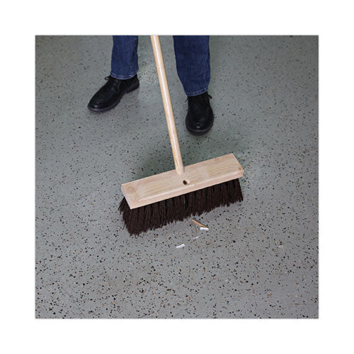 Street Broom Head, 6.25" Brown Polypropylene Bristles, 16" Brush - Image 2