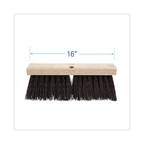 Street Broom Head, 6.25" Brown Polypropylene Bristles, 16" Brush - Image 3