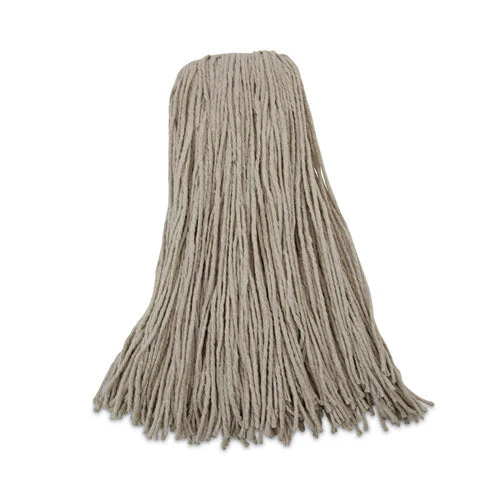 Mop Head, Economical Lie-flat Head, Cotton Fiber, 32oz, White, 12/carton - Image 1