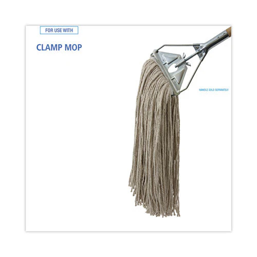 Mop Head, Economical Lie-flat Head, Cotton Fiber, 32oz, White, 12/carton - Image 2