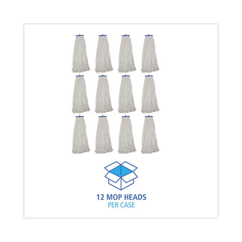 Mop Head, Economical Lie-flat Head, Rayon Fiber, 32-oz., White, 12/carton - Image 3