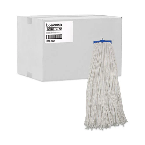 Mop Head, Economical Lie-flat Head, Rayon Fiber, 32-oz., White, 12/carton - Image 2