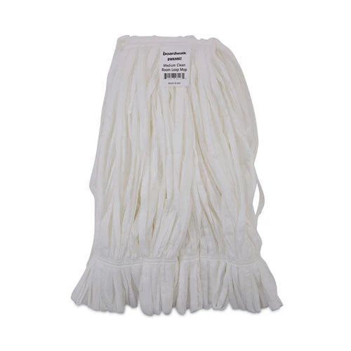 Mop Head, Looped, Enviro Clean With Tailband, Medium, White, 12/carton - Image 1