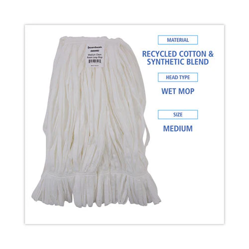 Mop Head, Looped, Enviro Clean With Tailband, Medium, White, 12/carton - Image 3
