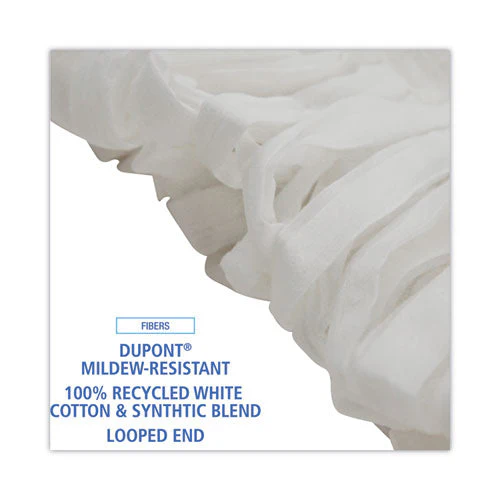 Mop Head, Looped, Enviro Clean With Tailband, Medium, White, 12/carton - Image 2