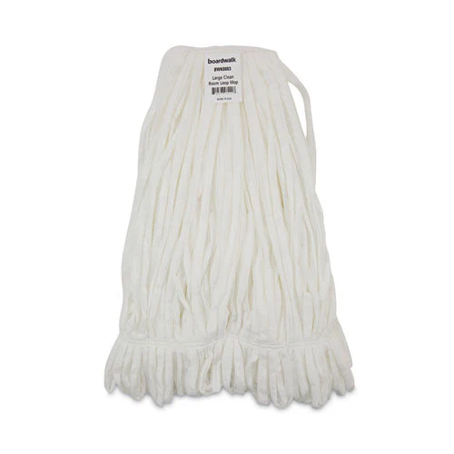 Mop Head, Looped, Enviro Clean With Tailband, Large, White, 12/carton - Image 1