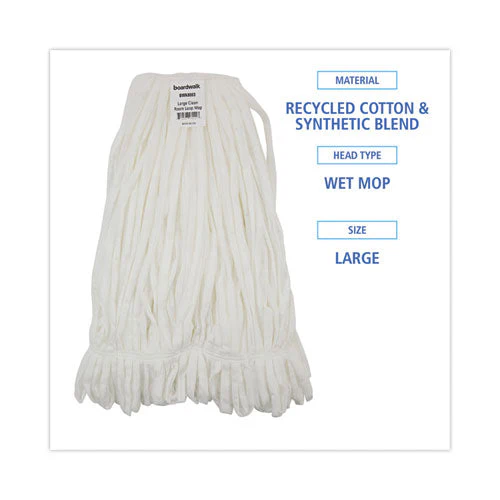 Mop Head, Looped, Enviro Clean With Tailband, Large, White, 12/carton - Image 2