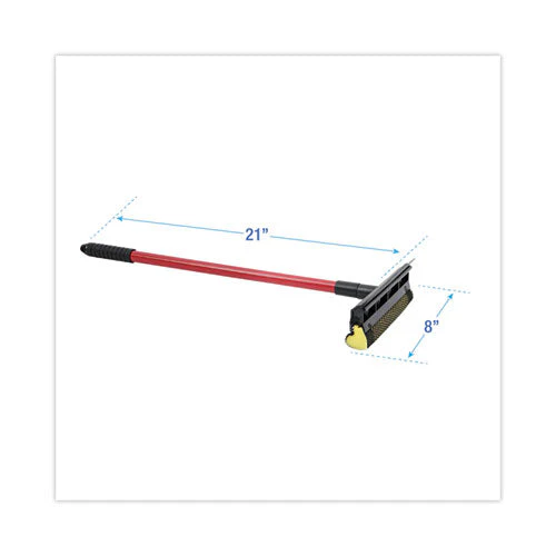 General-duty Squeegee, 8" Wide Blade, Black/red, 21" Handle - Image 2