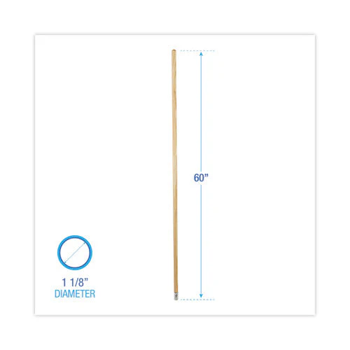 Lie-flat Screw-in Mop Handle, Lacquered Wood, 1.13" Dia X 60", Natural - Image 2