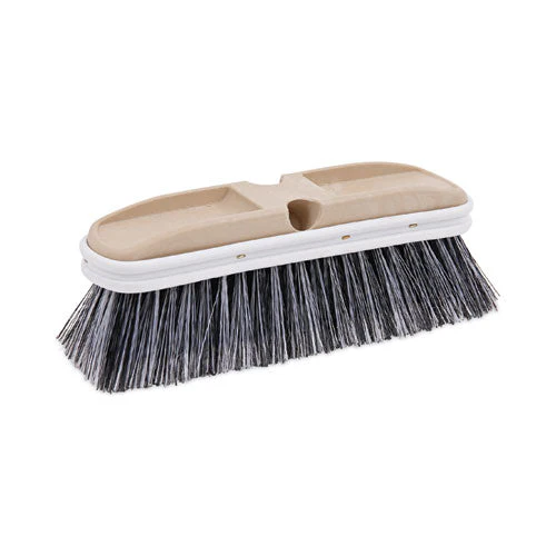Polystyrene Vehicle Brush With Vinyl Bumper, Black/white Polystyrene Bristles, 10" Brush - Image 1