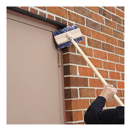 Dual-surface Black Polypropylene Bristles, 10" Brush, Brown Plastic Handle - Image 2