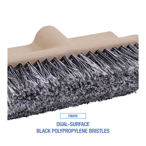 Dual-surface Black Polypropylene Bristles, 10" Brush, Brown Plastic Handle - Image 3