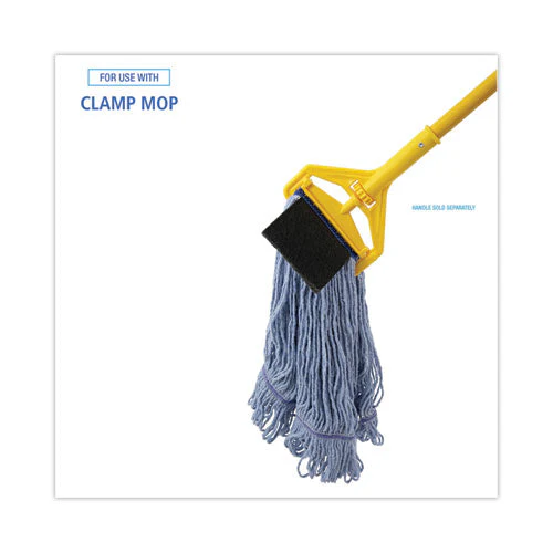 Mop Head, Loop-end, Cotton With Scrub Pad, Medium, 12/carton - Image 2