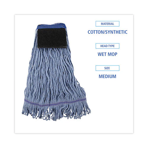 Mop Head, Loop-end, Cotton With Scrub Pad, Medium, 12/carton - Image 3