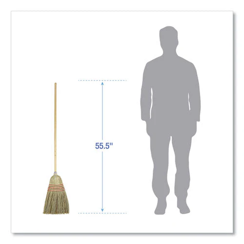 Parlor Broom, Yucca/corn Fiber Bristles, 55.5" Overall Length, Natural - Image 3