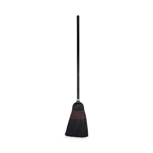 Flagged Tip Poly Bristle Janitor Brooms, 10 X 58.5, Wood Handle, Natural/black, 12/carton - Image 1
