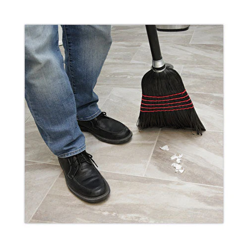 Flagged Tip Poly Bristle Janitor Brooms, 10 X 58.5, Wood Handle, Natural/black, 12/carton - Image 3