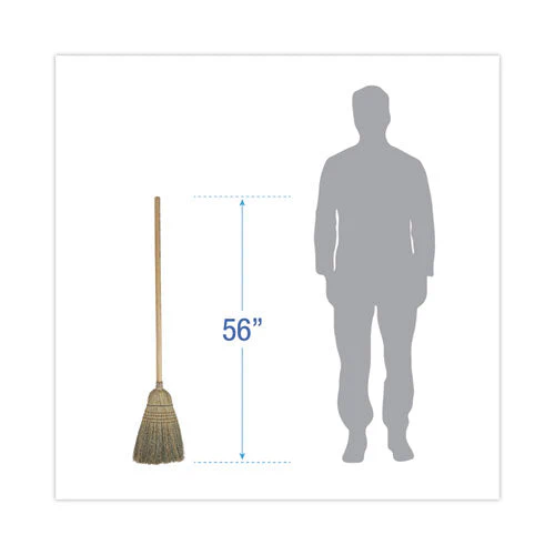 Warehouse Broom, Corn Fiber Bristles, 56" Overall Length, Natural, 12/carton - Image 3