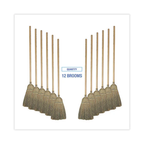 Warehouse Broom, Corn Fiber Bristles, 56" Overall Length, Natural, 12/carton - Image 2