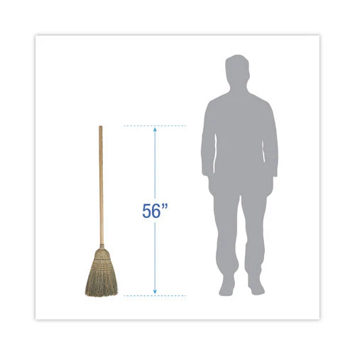 Warehouse Broom, Corn Fiber Bristles, 56" Overall Length, Natural - Image 3