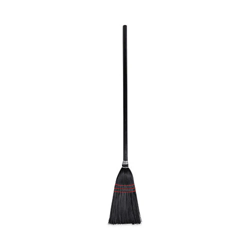 Flag Tipped Poly Lobby Brooms, Flag Tipped Poly Bristles, 38" Overall Length, Natural/black, 12/carton - Image 1