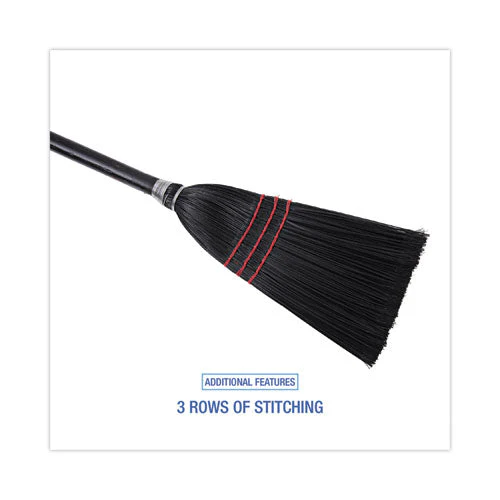 Flag Tipped Poly Lobby Brooms, Flag Tipped Poly Bristles, 38" Overall Length, Natural/black, 12/carton - Image 2