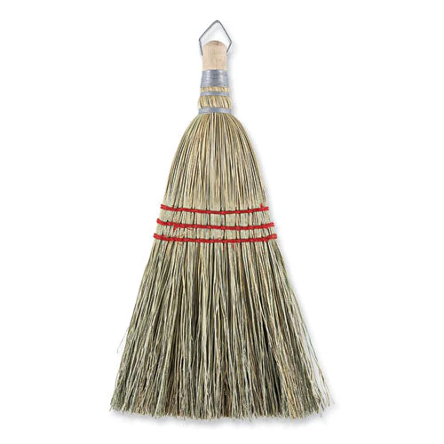Corn Whisk Broom, Corn Fiber Bristles, 9" Bristle Length, Yellow, 12/carton - Image 1