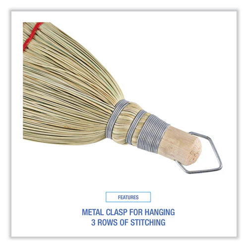 Corn Whisk Broom, Corn Fiber Bristles, 9" Bristle Length, Yellow, 12/carton - Image 3