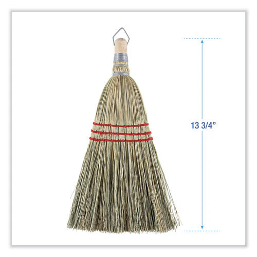 Corn Whisk Broom, Corn Fiber Bristles, 9" Bristle Length, Yellow, 12/carton - Image 2