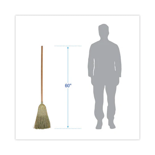 100% Corn Brooms, 60" Overall Length, Natural, 6/carton - Image 2