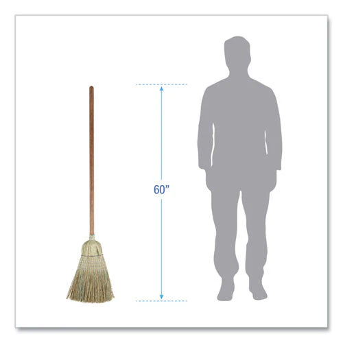 Corn/fiber Brooms, Corn/synthetic Fiber Bristles, 60" Overall Length, Gray/natural, 6/carton - Image 2