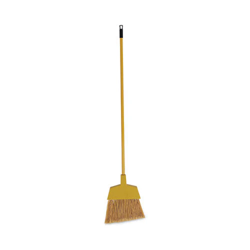 Corn Fiber Angled-head Lobby Brooms, 55" Handle, Yellow, 12/carton - Image 1